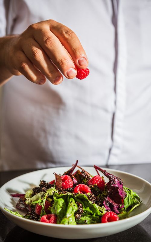 Quinoa salad with fresh raspberry